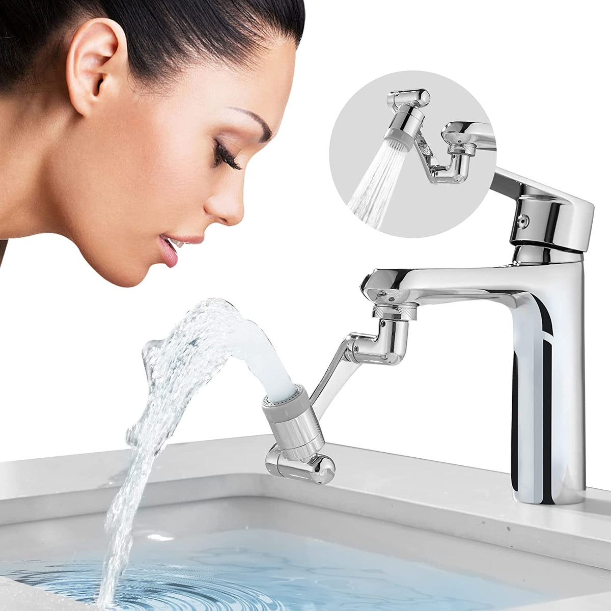 Arm Swivel Faucet Extension - 360° Rotating Kitchen Sink Tap Extender
