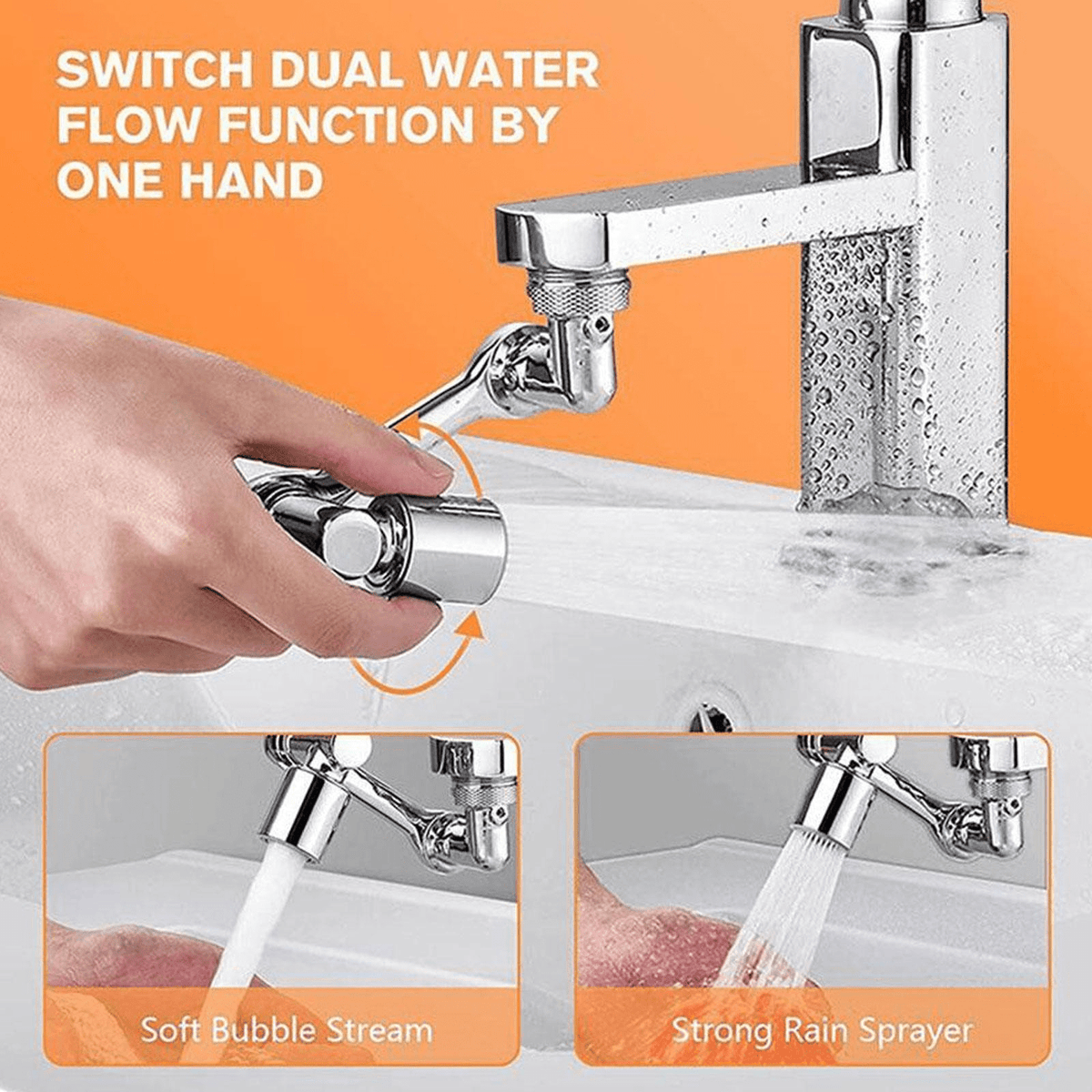 Arm Swivel Faucet Extension - 360° Rotating Kitchen Sink Tap Extender